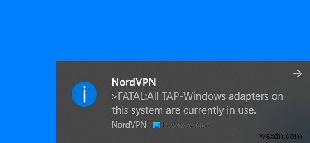 이 시스템의 모든 TAP-Windows 어댑터가 현재 사용 중입니다. 