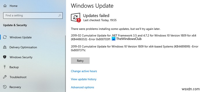 Windows 10 업데이트 오류 0x800703F1 수정 