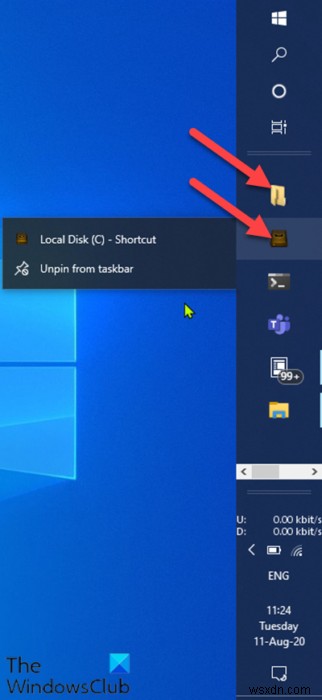 Windows 10에서 폴더 또는 드라이브를 작업 표시줄에 고정하는 방법 