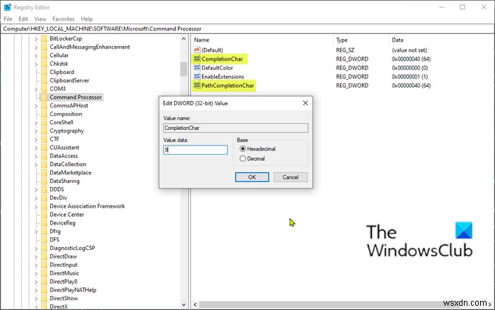 Windows 10의 명령 프롬프트에서 자동 완성을 위한 TAB 키가 작동하지 않음 