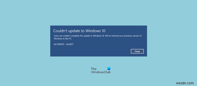 오류 코드 0xC1900101, Windows 11/10을 설치하거나 업데이트할 수 없습니다. 