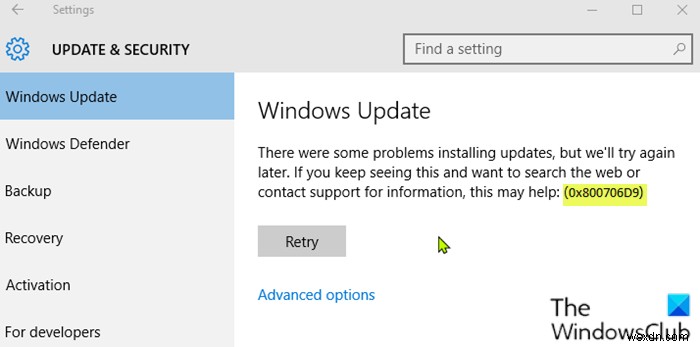 Windows 10에서 Windows 업데이트 오류 0x800706d9 수정 
