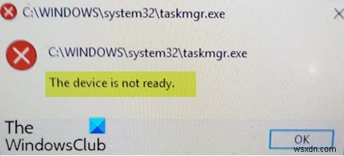 Windows 10에서 .exe 파일을 실행할 때 장치가 준비되지 않음 