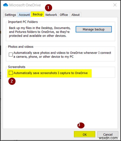 OneDrive가 Windows 11/10에서 Print Screen 키를 인수하지 못하도록 중지 