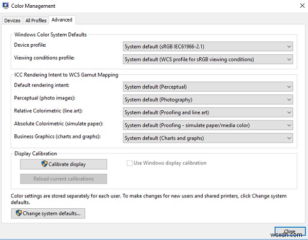 Windows 11/10에서 기본 디스플레이 색상 설정을 복원하는 방법 