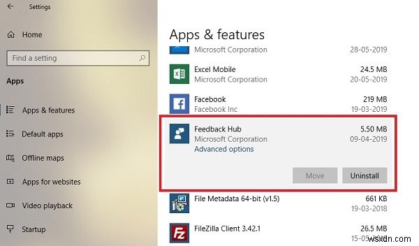 Windows 10에서 Feedback Hub 앱을 제거하는 방법 