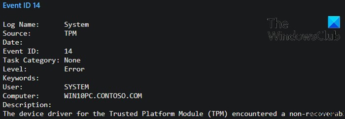 이벤트 ID 14 및 17 수정 – Windows 10에서 TPM 명령 실패 