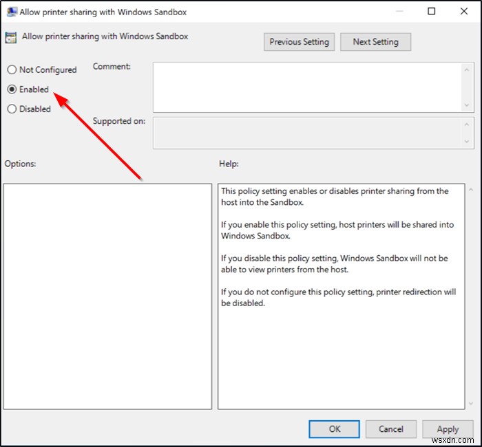 Windows 10의 Windows Sandbox에서 프린터 공유를 활성화 또는 비활성화하는 방법 