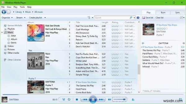 Windows Media Player가 음악 재생 목록을 재생하지 않습니다. 