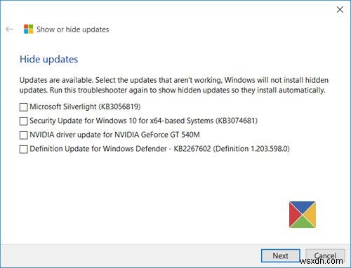 업데이트 도구 표시 또는 숨기기는 Windows 11/10에서 원치 않는 Windows 업데이트를 차단합니다. 