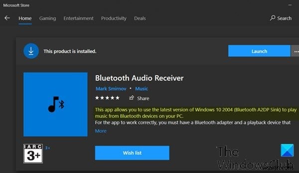 Bluetooth A2DP 싱크를 통해 Android 및 iPhone에서 Windows 11/10 PC로 음악 스트리밍 