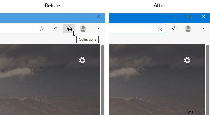 Microsoft Edge 브라우저에서 컬렉션 버튼을 표시하거나 숨기는 방법 