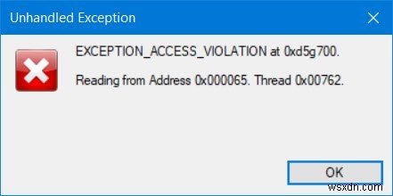 Windows 11/10에서 처리되지 않은 예외 액세스 위반 오류 