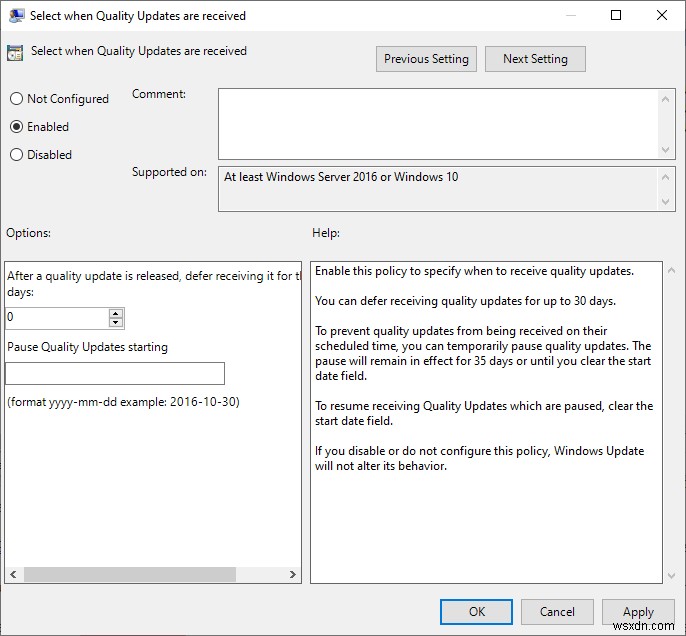 Windows 10 v2004에서 업데이트 연기 옵션이 제거되었습니다. 대신 그룹 정책을 사용하십시오! 