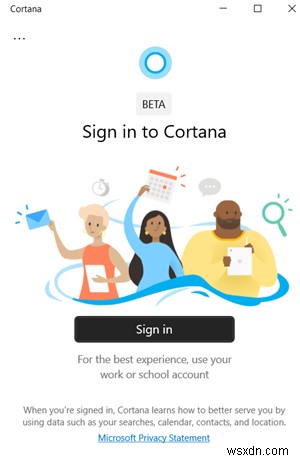Windows 10에서 Cortana 앱에 로그인할 수 없음 