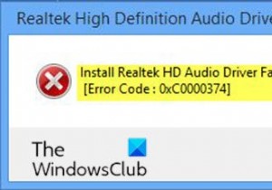 Windows 10에서 Realtek HD 오디오 드라이버 설치 실패, 오류 OxC0000374 수정 