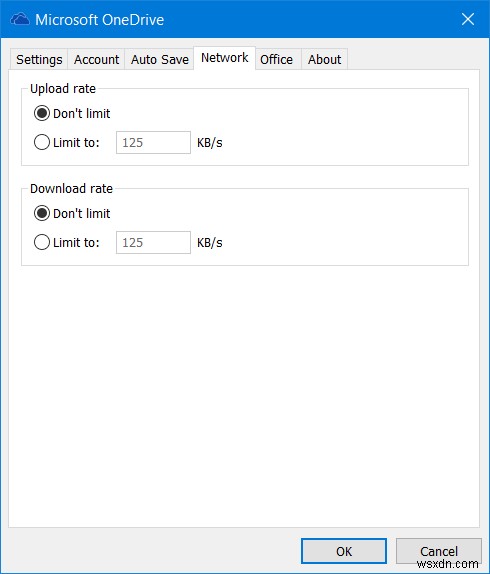 Windows 10에서 OneDrive에 대한 다운로드 및 업로드 전송 속도 제한을 설정하는 방법 