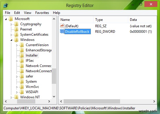 Windows 11/10에서 Windows Installer의 롤백 기능 비활성화 
