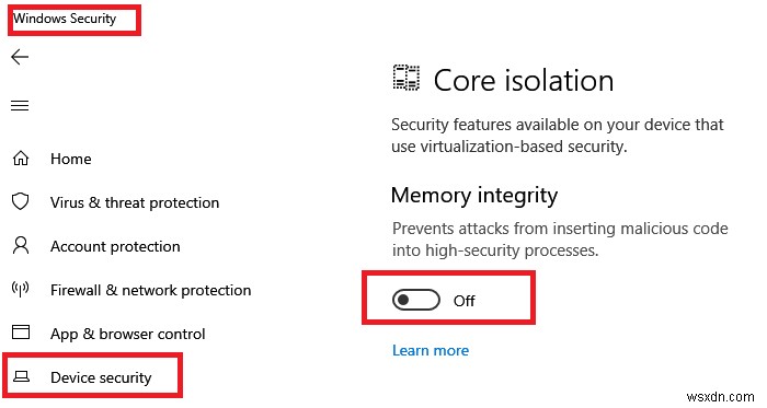 Windows 11/10 업데이트를 계속하려면 메모리 무결성 보호를 끄십시오. 