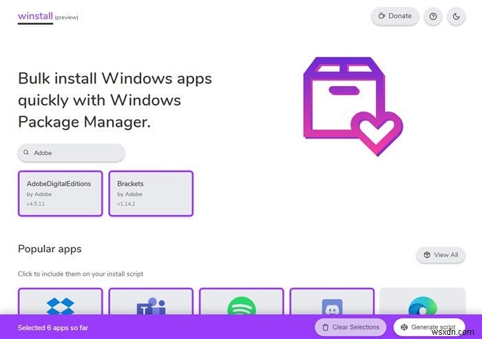 Windows 패키지 관리자용 Winstall GUI를 사용하여 Windows 앱 대량 설치 
