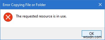 오류 0x800700AA, 파일 또는 폴더를 복사할 때 요청한 리소스가 사용 중입니다. 