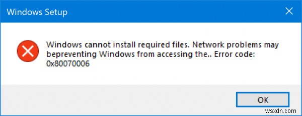 Windows 설치 오류 코드 0x80070006 수정 