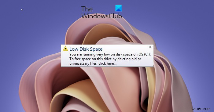 Windows 11/10에서 디스크 공간 부족 메시지를 비활성화하는 방법 