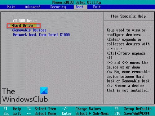 Windows 11/10의 부팅 메뉴에 하드 드라이브가 표시되지 않음 