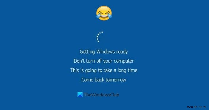 Windows가 Windows 준비 중 멈춤, 컴퓨터 화면을 끄지 마십시오 