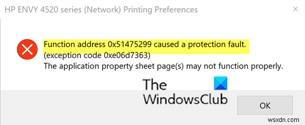 기능 주소로 인해 보호 오류 – Windows 11/10에서 인쇄 오류 발생 