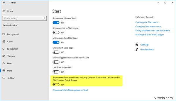 Windows 11/10에서 작업 표시줄 점프 목록을 비활성화하는 방법 