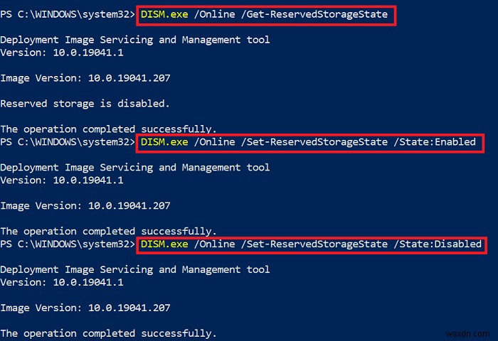 Windows 11/10에서 예약된 저장소를 비활성화 또는 활성화하는 DISM 명령 