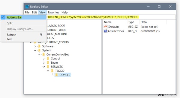 Windows 11/10의 레지스트리 편집기에서 주소 표시줄, 글꼴 변경을 사용하여 모든 키로 이동 