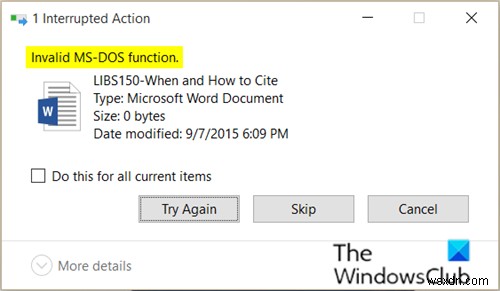 Windows 11/10에서 잘못된 MS-DOS 함수 파일 오류 수정 