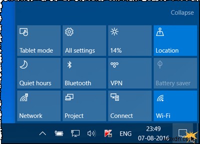 Windows 10에서 빠른 작업 버튼을 추가, 제거, 정렬하는 방법 