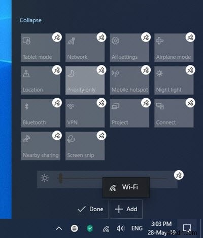 Windows 10에서 빠른 작업 버튼을 추가, 제거, 정렬하는 방법 