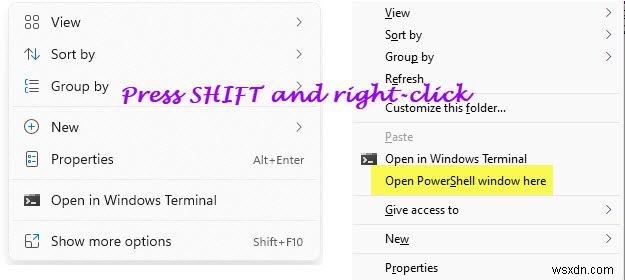 Windows 11/10의 폴더에서 명령 프롬프트를 여는 방법 