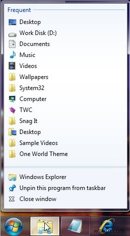 Windows 11/10에서 점프 목록 기능을 사용하는 방법 