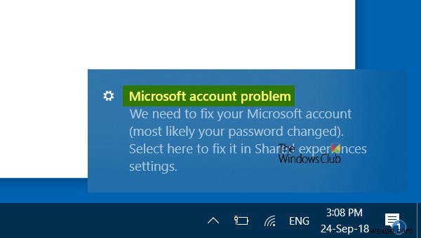 Microsoft 계정 문제, Microsoft 계정을 수정해야 합니다. 