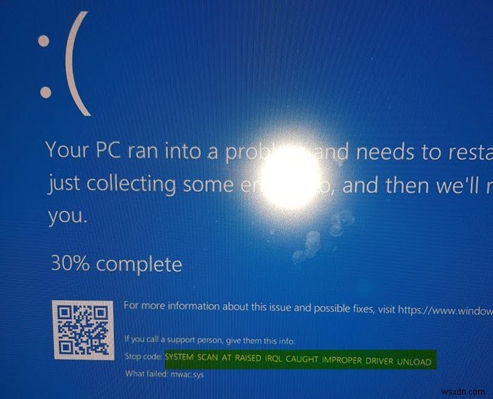 Windows 11/10에서 RAISED IRQL에서 시스템 스캔이 IMPROPER DRIVER UNLOAD 오류를 감지했습니다. 