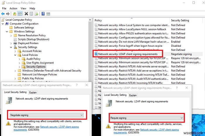 Windows Server 및 클라이언트 시스템에서 LDAP 서명을 활성화하는 방법 
