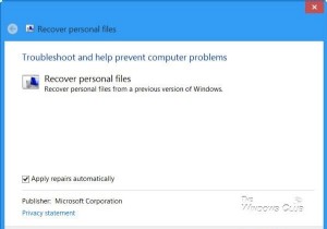 데이터 복구 문제 해결사 또는 개인 파일 복구 도구는 Windows 10에서 누락된 개인 파일을 복구합니다. 