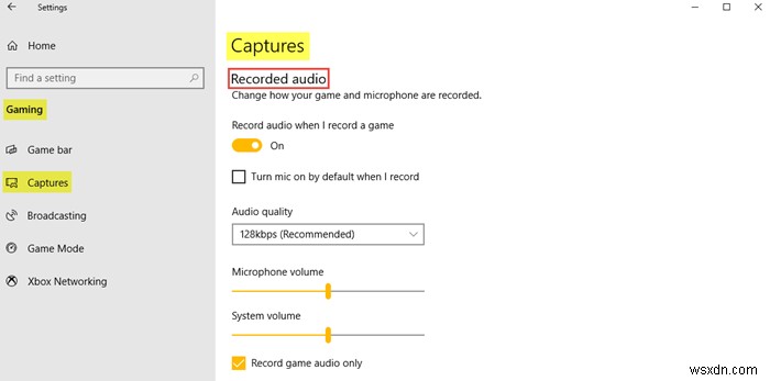 Windows 10의 게임 설정:게임 바, 키보드 단축키, 게임 오디오, 비디오 품질, 방송 등을 관리합니다. 