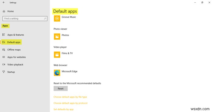 Windows 10의 앱 및 기능 설정 