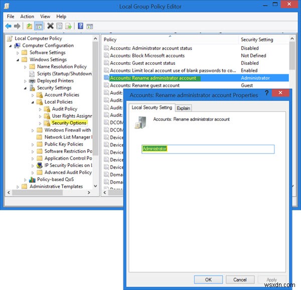 Windows 11/10에서 기본 제공 관리자 계정의 이름을 바꾸는 방법 