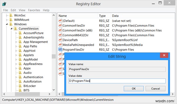 Windows PC에서 기본 Program Files 설치 디렉토리 위치 변경 