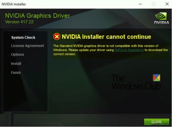 Windows 11/10에서 NVIDIA 설치 프로그램을 계속할 수 없습니다. 