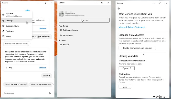 Windows 10에서 Cortana 검색 콘텐츠를 지우는 방법 