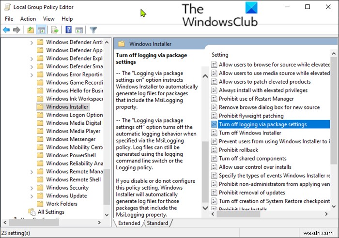 Windows 10에서 Windows Installer 로깅을 활성화하는 방법 