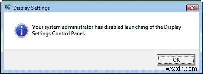 Windows 제어판에서 디스플레이 설정을 열 수 없음 